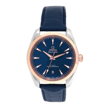 Omega Stainless Steel 18K Sedna Gold Alligator 38mm Seamaster Aqua Terra Co-Axial Automatic Watch Blue 220.23.38.20.03.001 1 of 5