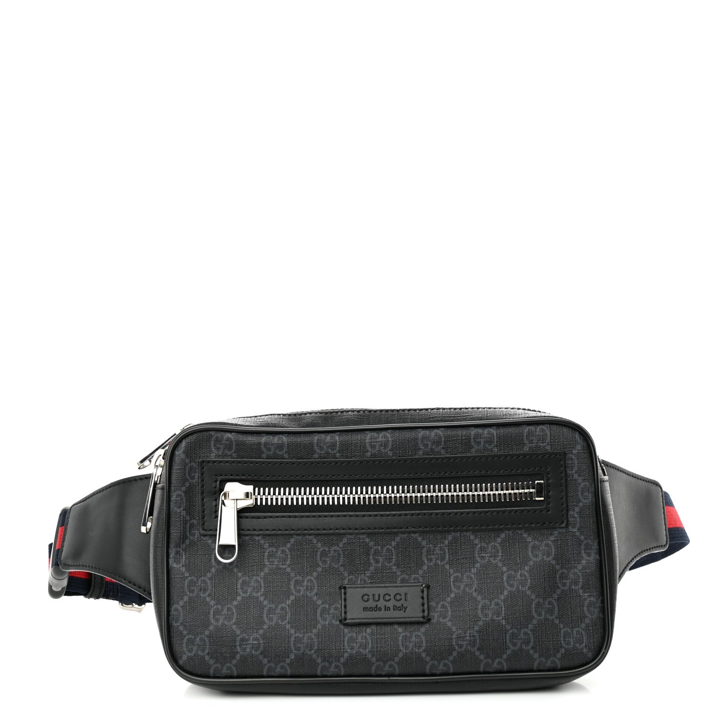 Gucci Soft GG Supreme Monogram Web Belt Bag Black Grey 1 of 10