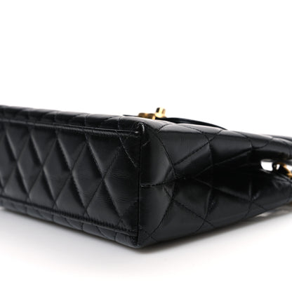 Chanel Shiny Aged Calfskin Quilted Nano Kelly Shopper Black 10 of 10
