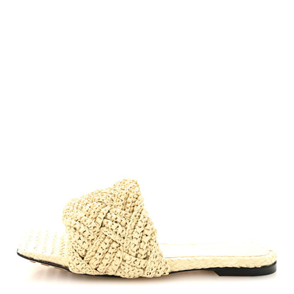 Bottega Veneta Raffia Intrecciato Lido Flat Sandals 38 White 1 of 8