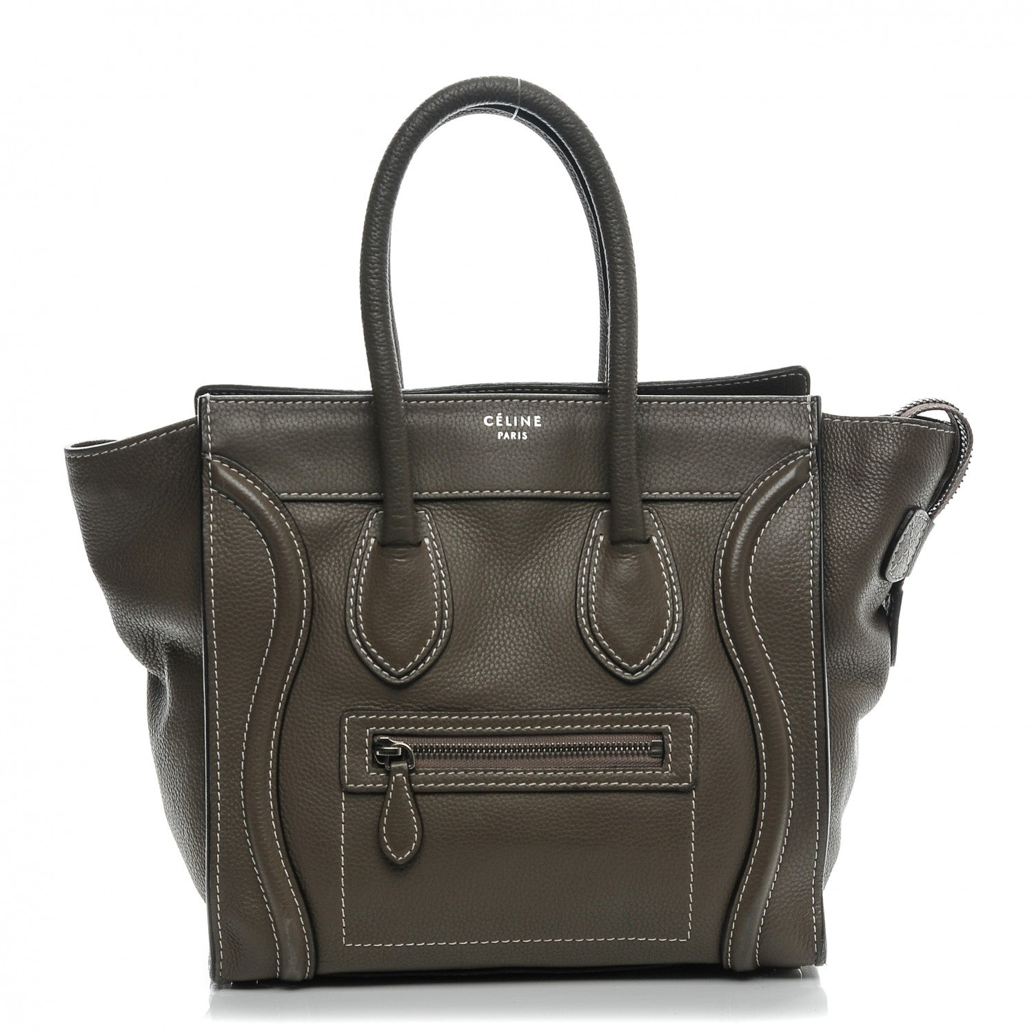Celine Drummed Calfskin Micro Luggage Souris 1 of 6