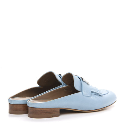 Hermes Goatskin Rivoli Mules 36.5 Bleu Ciel 4 of 9