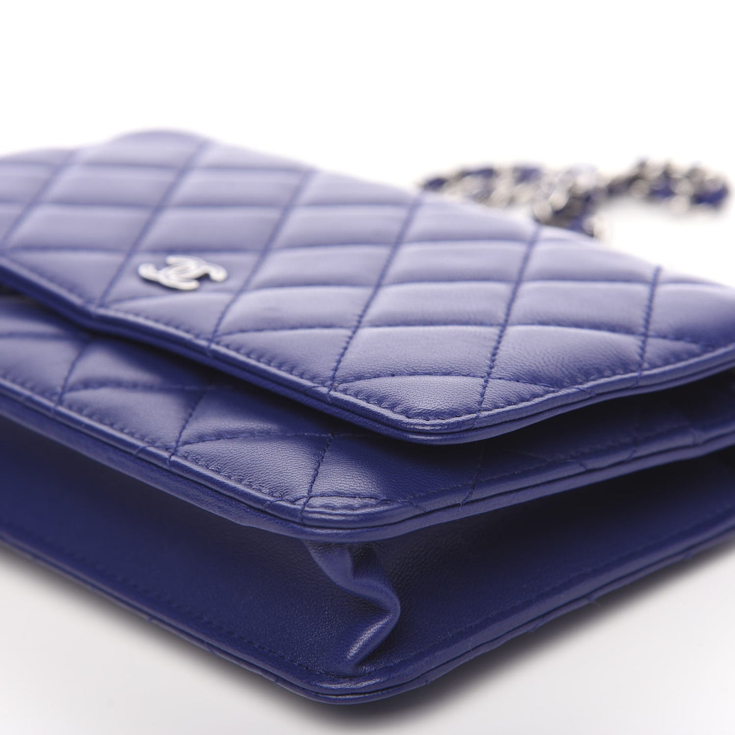 Lambskin Quilted Wallet On Chain WOC Purple