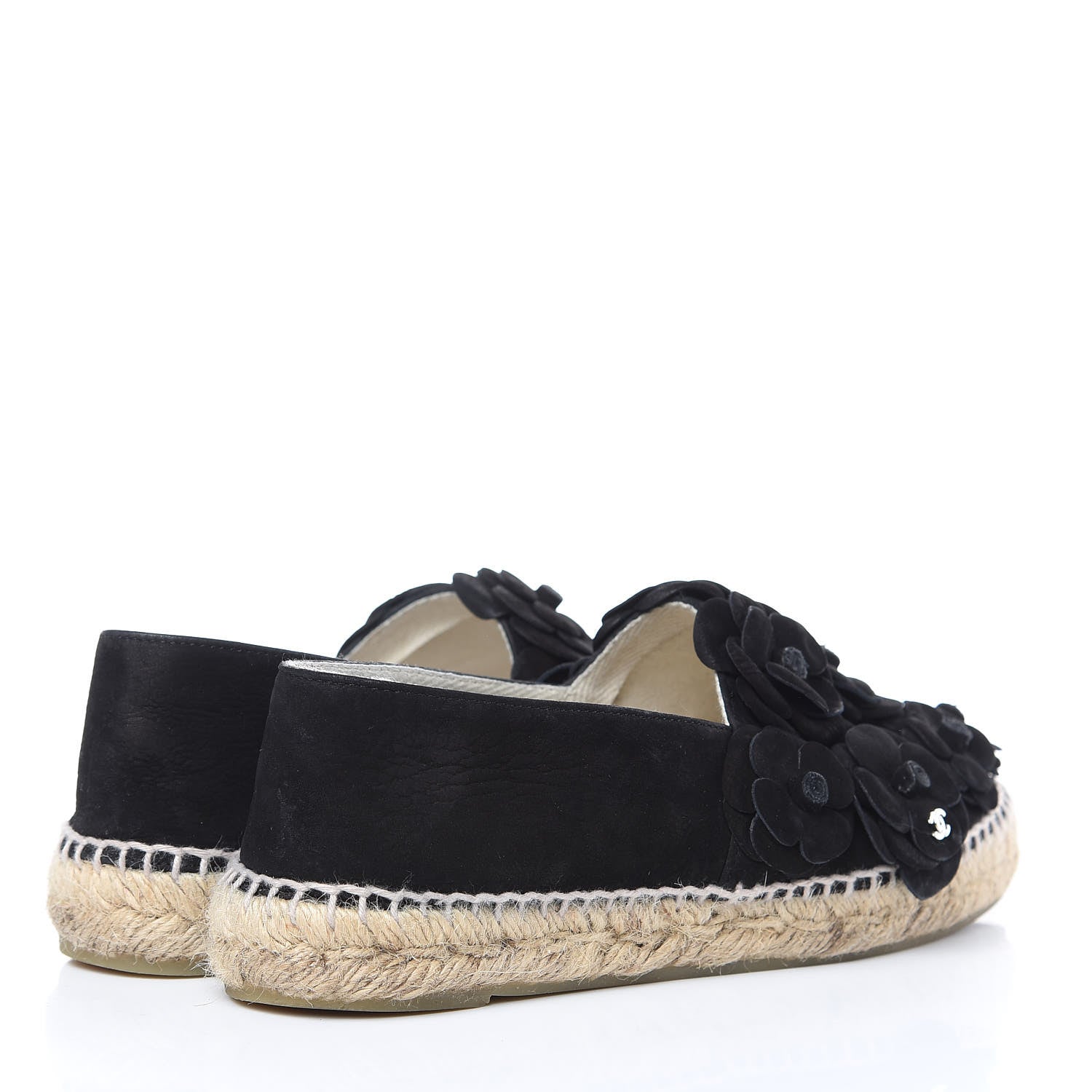 Chanel Suede Camellia CC Espadrilles 38 Black 4 of 14
