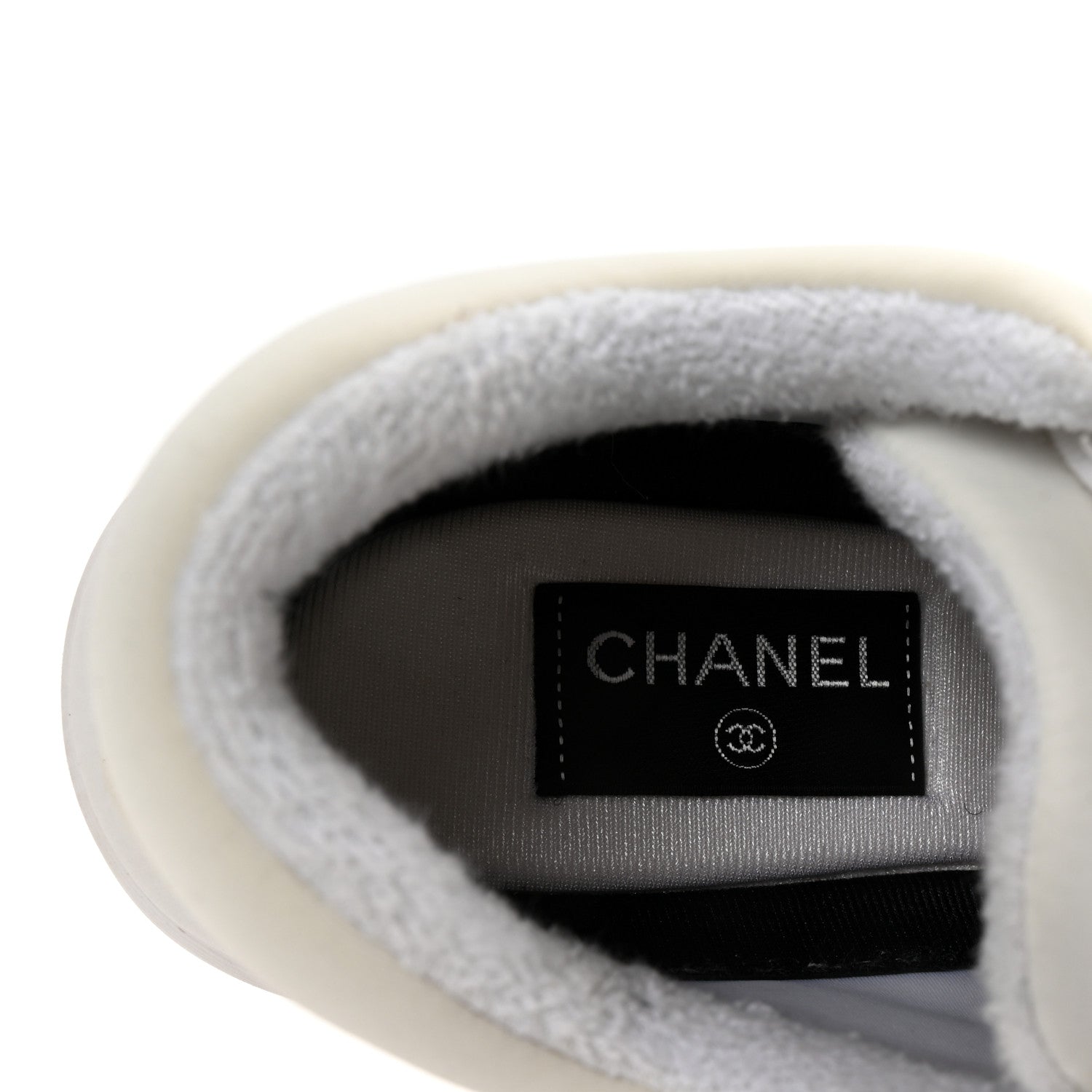 Chanel Suede Calfskin Fabric CC Sneakers 38.5 White 8 of 10
