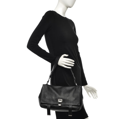 Proenza Schouler Pebbled Calfskin Double Sided PS Courier Bag Black 2 of 7
