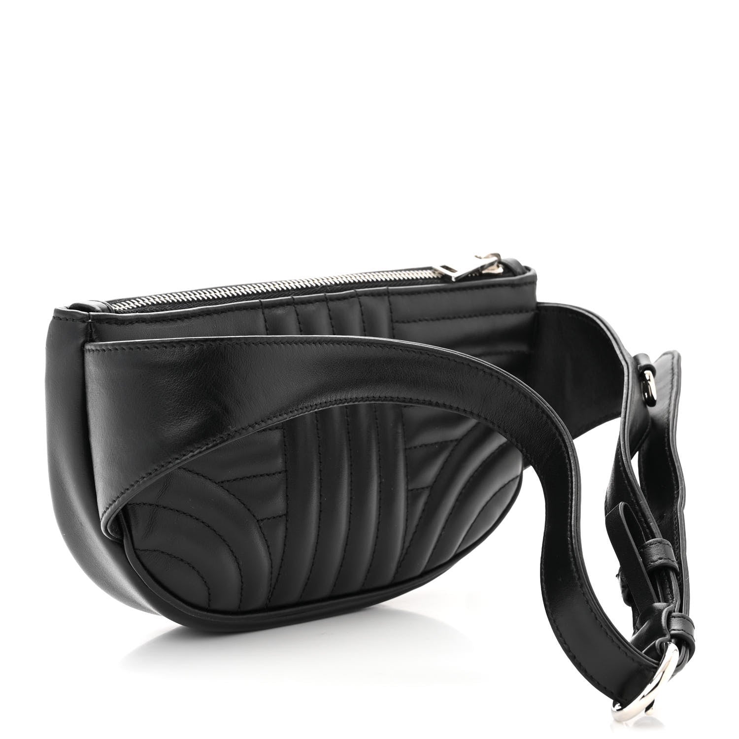Prada Soft Calfskin Impunture Diagramme Belt Bag Black 3 of 10