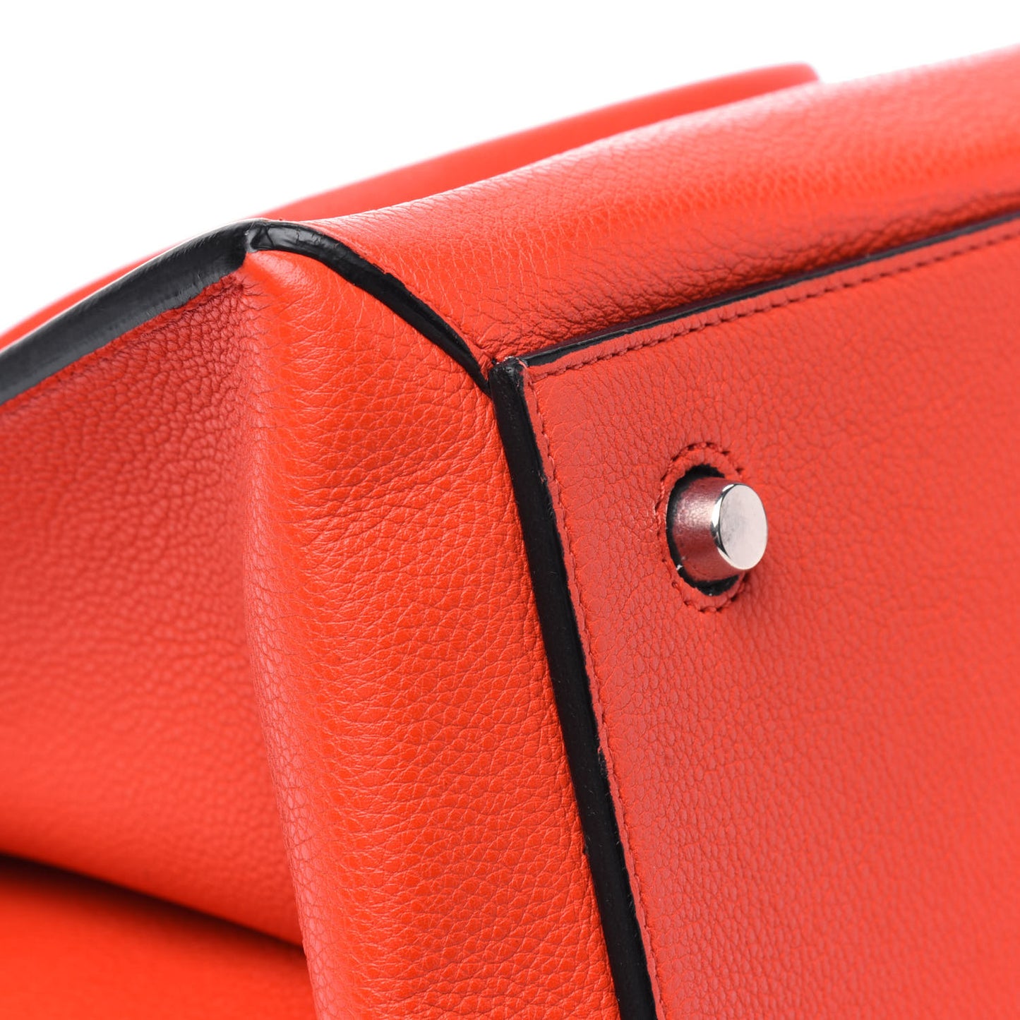 Grained Calfskin Medium Edge Shoulder Bag Vermillion
