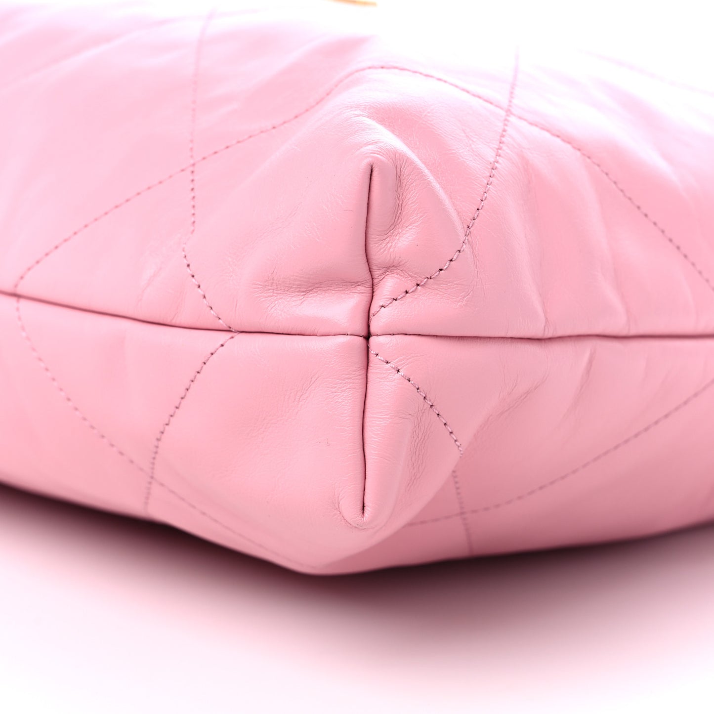 Shiny Calfskin Quilted Chanel 22 Drawstring Bag Light Pink