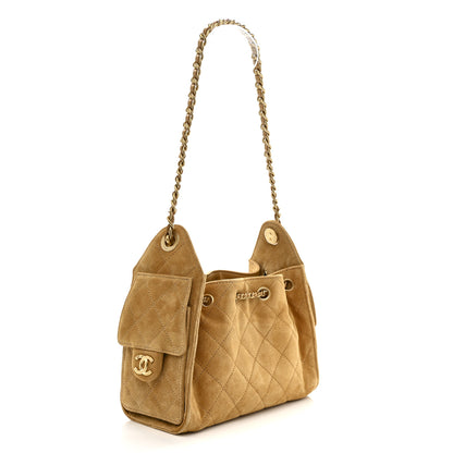 Chanel Suede Quilted Mini Chanel 25 Handbag Beige 3 of 12