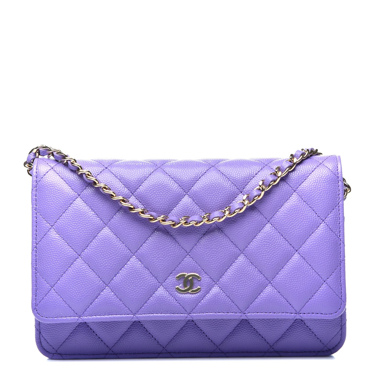 Caviar Quilted Wallet On Chain WOC Purple