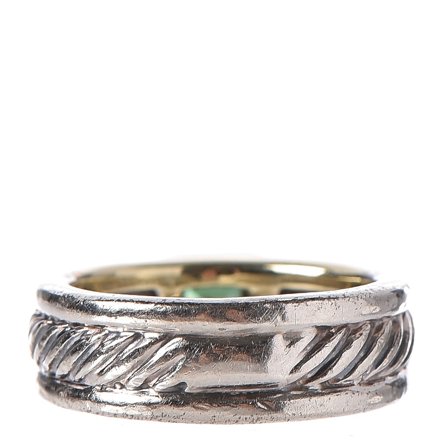 David Yurman Sterling Silver 14K Gold Tourmaline Cable Ring 50 5.5 3 of 5