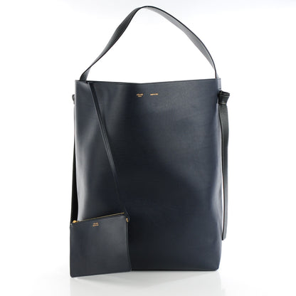 Celine Shiny Smooth Calfskin Oversized Bi-Color Twisted Cabas Navy Dark Green 8 of 11