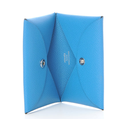 Hermes Epsom Calvi Card Case Bleu Zanzibar 5 of 8
