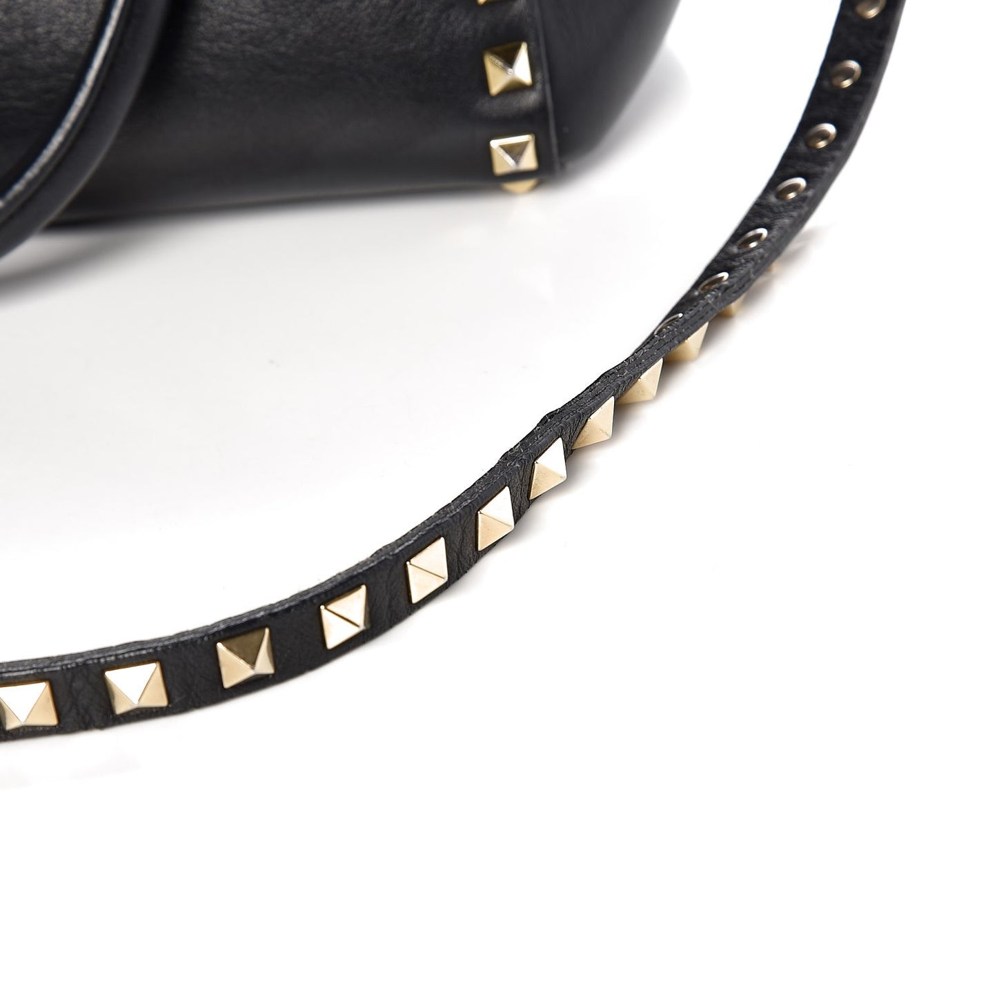 Vitello Small Rockstud Double Handle Tote Black