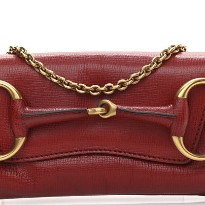 Gucci Textured Calfskin Horsebit Chain Clutch Red 6 of 12