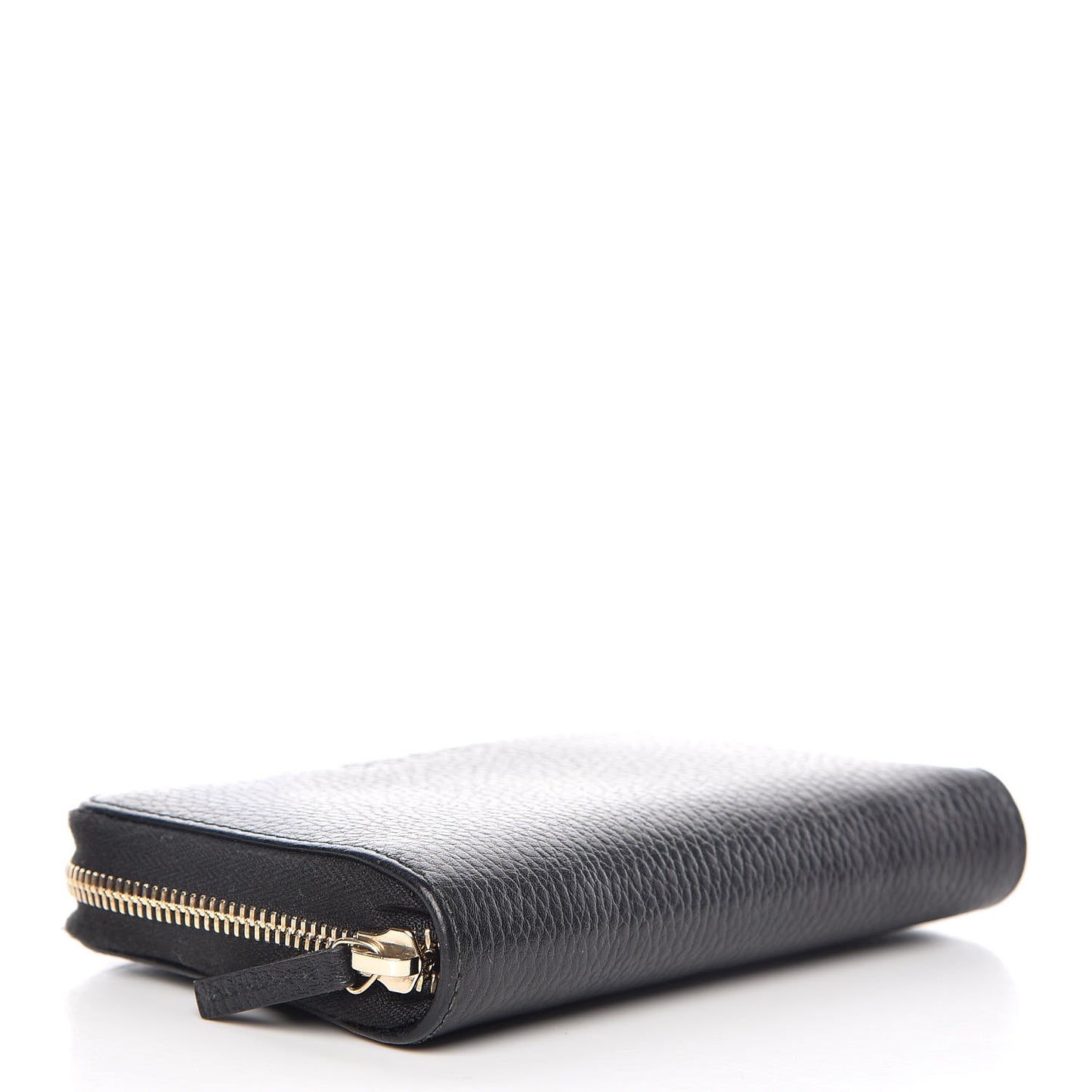 Pebbled Calfskin Zip Around Wallet Black