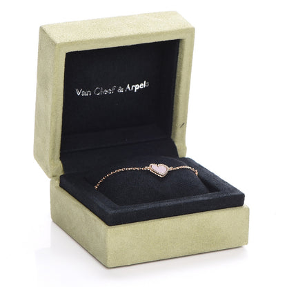 Van Cleef & Arpels 18K Rose Gold Carnelian Sweet Alhambra Heart Bracelet 8 of 13
