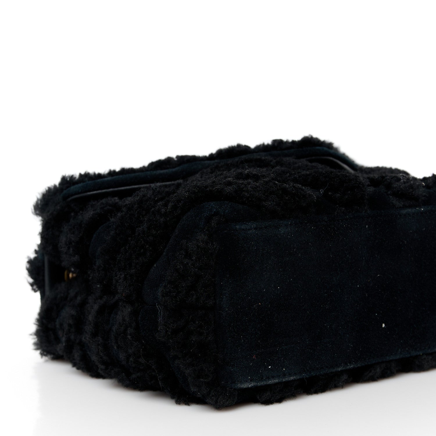 Saint Laurent Suede Shearling Y Quilted Monogram Small Loulou Chain Satchel Black 10 of 11