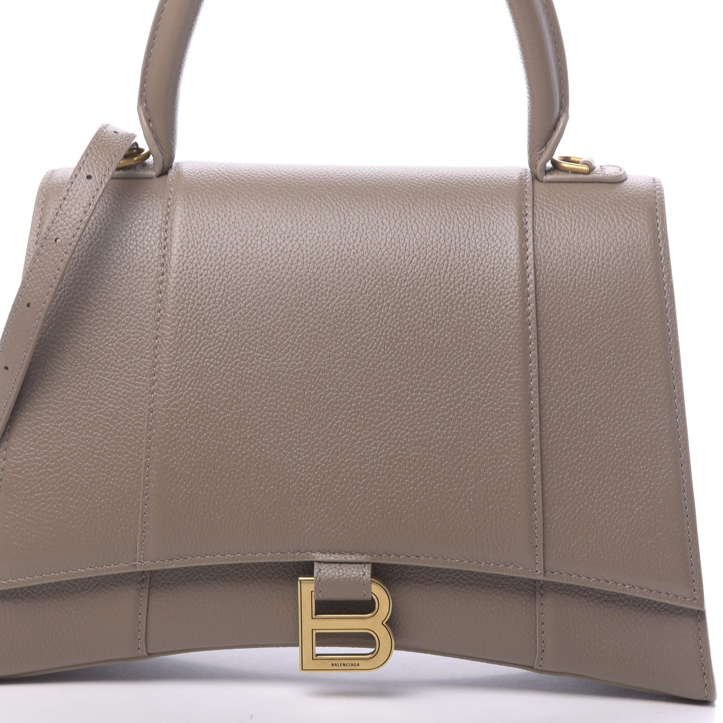 Grained Calfskin Medium Hourglass Top Handle Bag Mink Grey