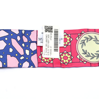 Hermes Silk La Danse Des Amazones Twilly Bleu Roy Vert Jaune 2 of 4