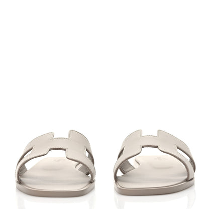 Hermes Box Calfskin Oran Sandals 37 Beige Mastic 2 of 8
