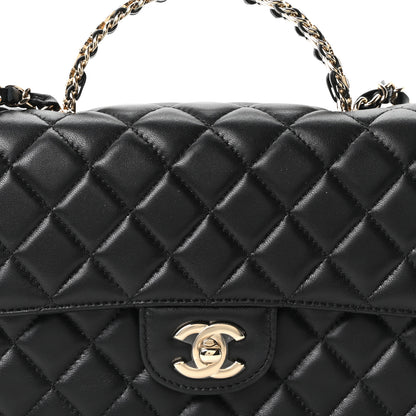 Chanel Lambskin Quilted Crystal Top Handle Small Rectangular Flap Black 7 of 9