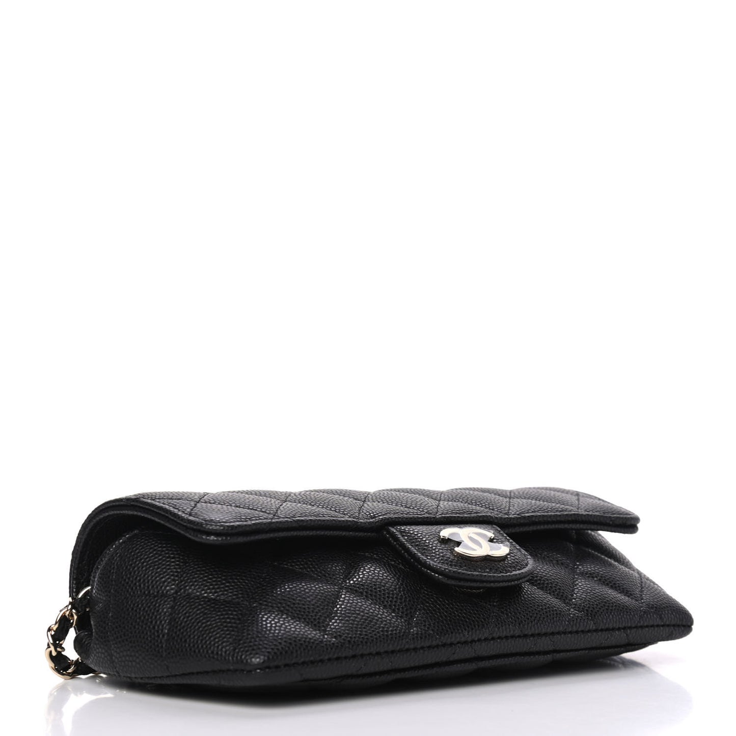 Caviar Quilted Glasses Case With Chain Black