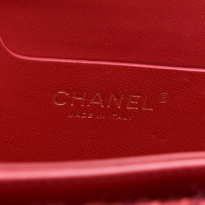 Chanel Tweed Lambskin Quilted Top Handle Flap  Red Multicolor 7 of 11