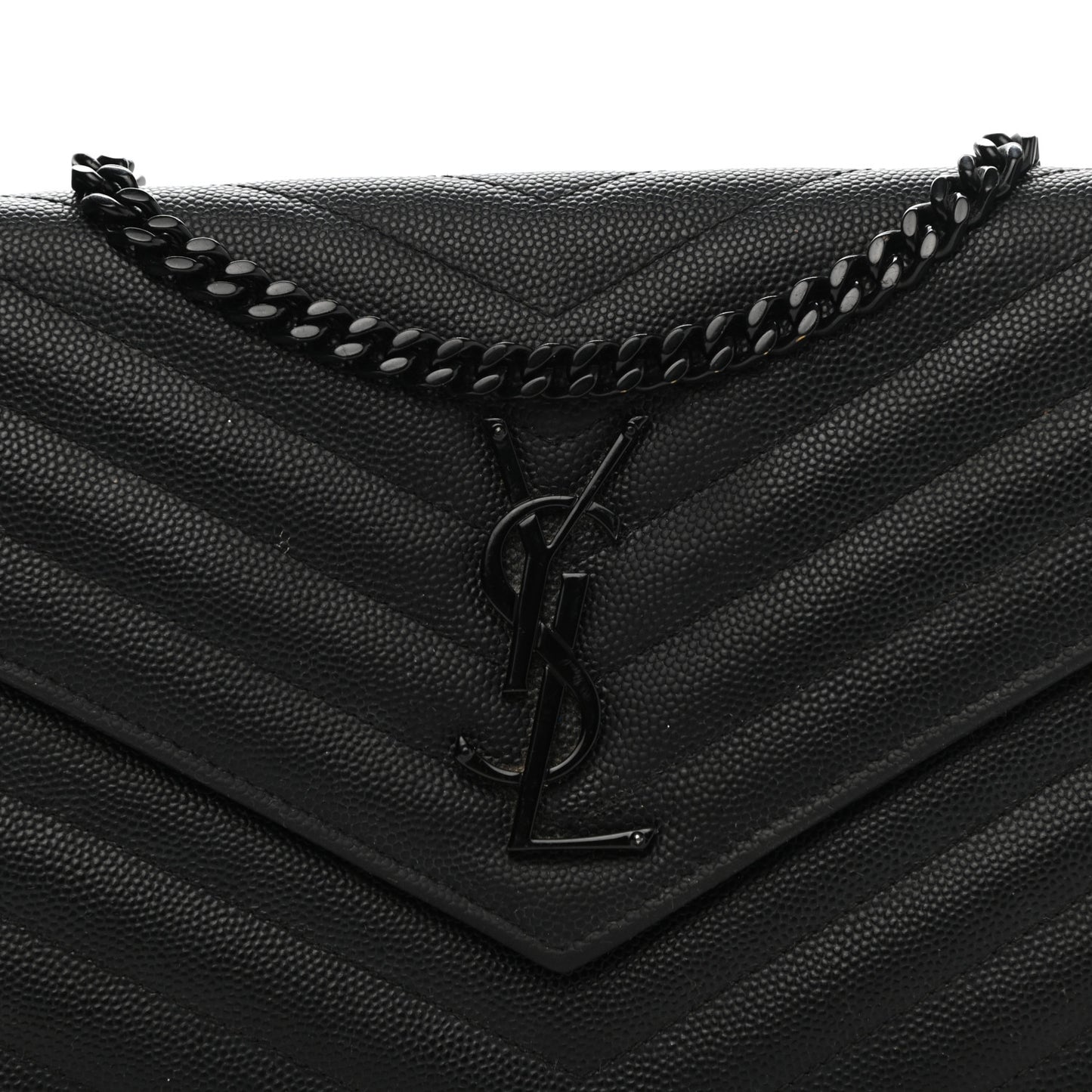 Grain De Poudre Matelasse Chevron Monogram Chain Wallet Black