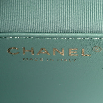 Chanel Caviar Quilted Small Round Vanity With Chain Light Green 6 of 9