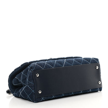 Chanel Denim Quilted Small Coco Handle Flap Blue 4 of 11