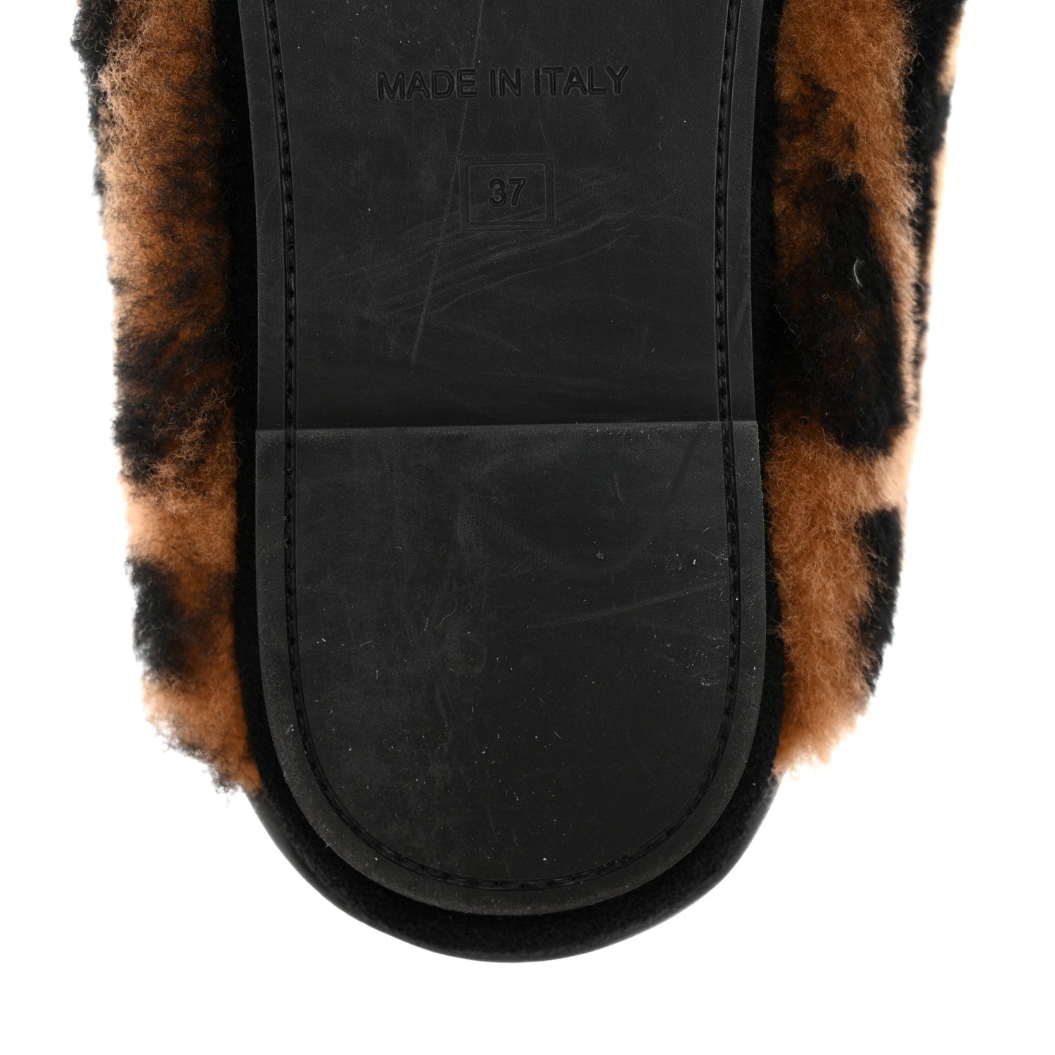 Fendi Shearling Nappa FF Slippers 37 Tobacco Black 10 of 10