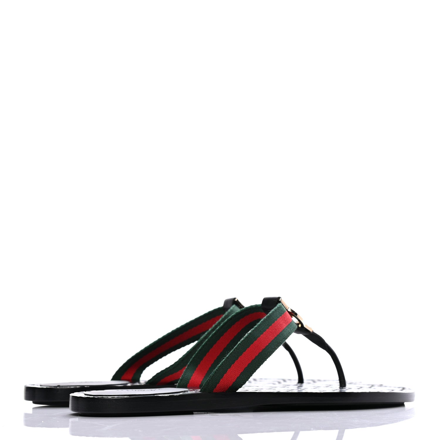 Gucci Nylon Guccissima Web Womens Thong Sandals 38 Green Red Black 4 of 7