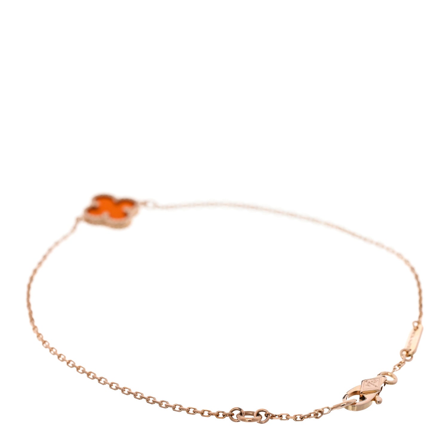 Van Cleef & Arpels 18K Rose Gold Carnelian Sweet Alhambra Bracelet 2 of 5