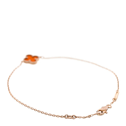 Van Cleef & Arpels 18K Rose Gold Carnelian Sweet Alhambra Bracelet 2 of 5