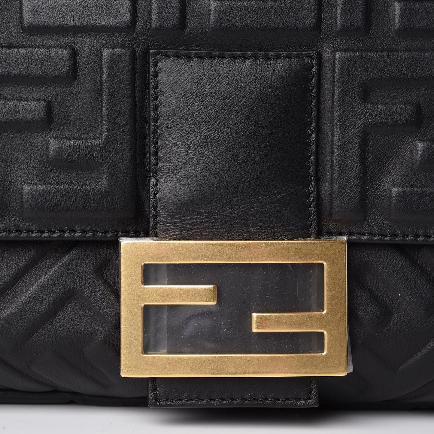Nappa FF 1974 Embossed Large Baguette Black