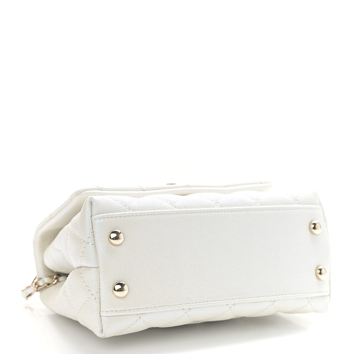 Iridescent Caviar Quilted Extra Mini Coco Handle Flap Ivory