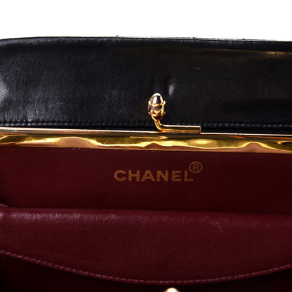 Chanel Lambskin Chevron Quilted Frame Shoulder Bag Black 5 of 5