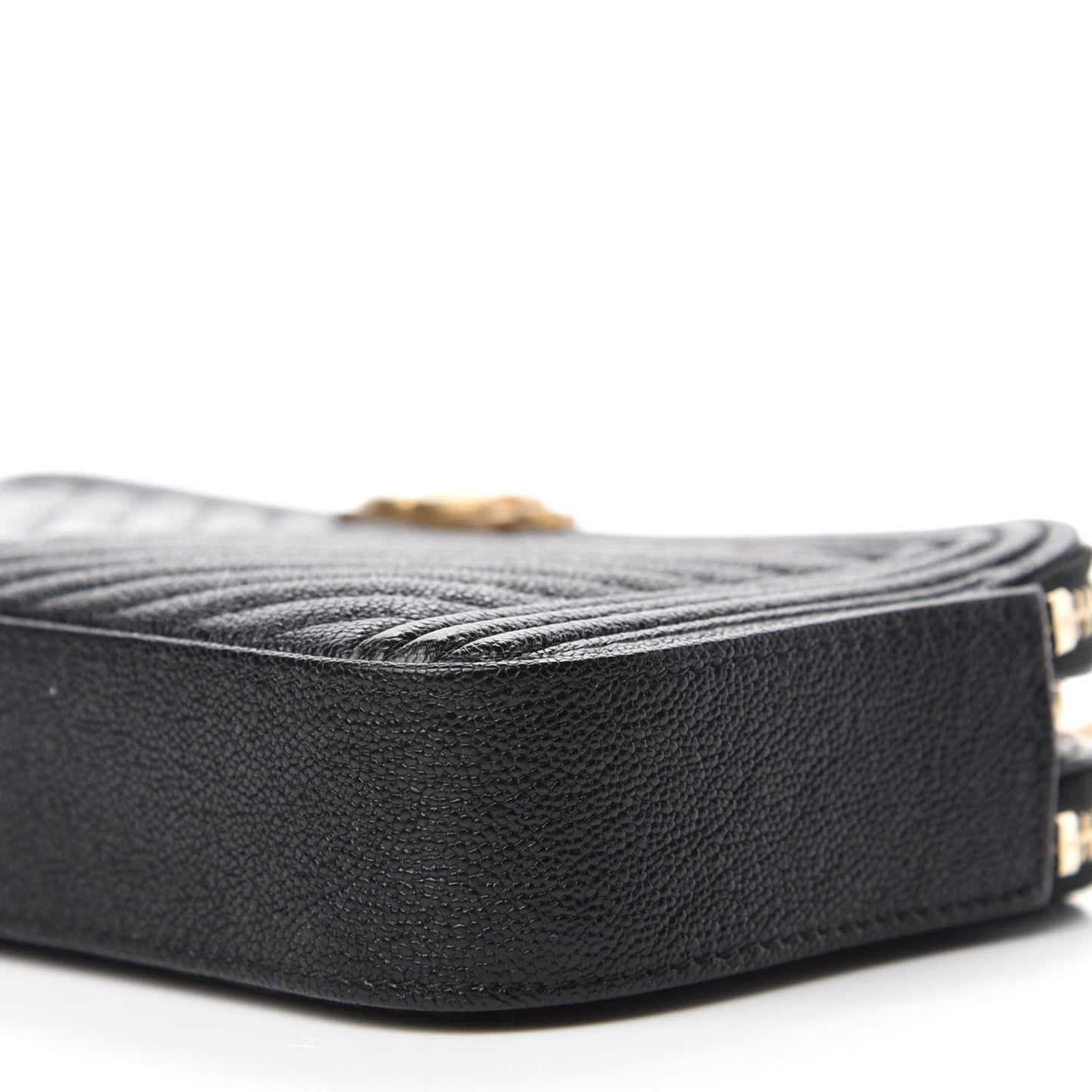 Caviar Chevron Small Boy Clutch With Chain Black