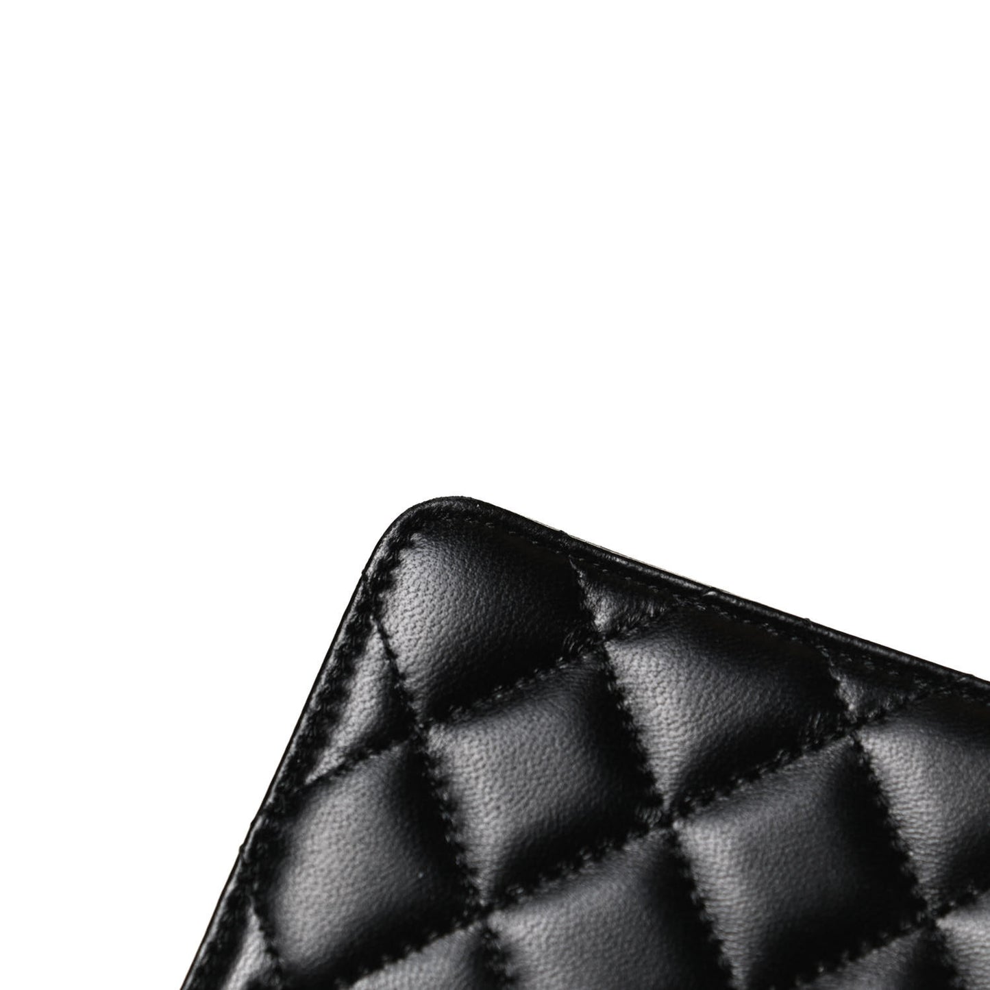 Lambskin Quilted Mini Camellia Bow Wallet On Chain WOC Black