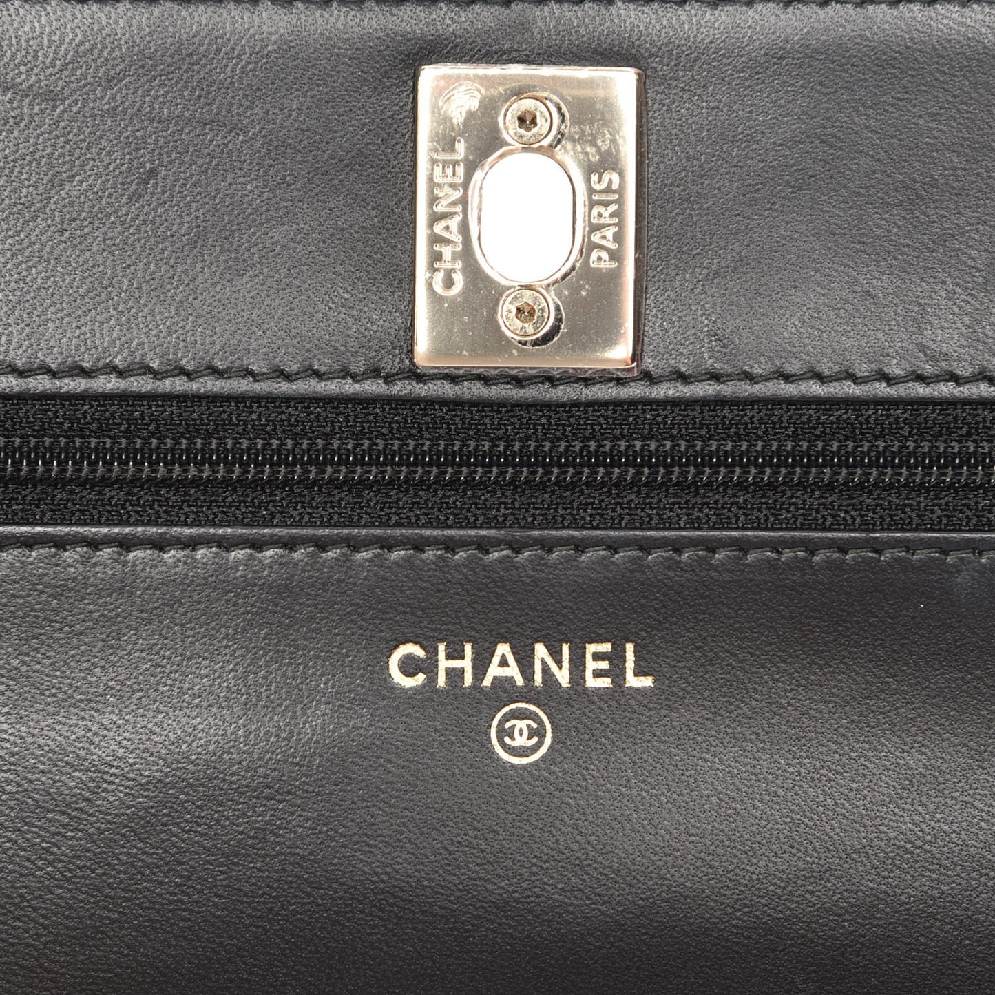 Lambskin Quilted Trendy CC Wallet On Chain WOC Black
