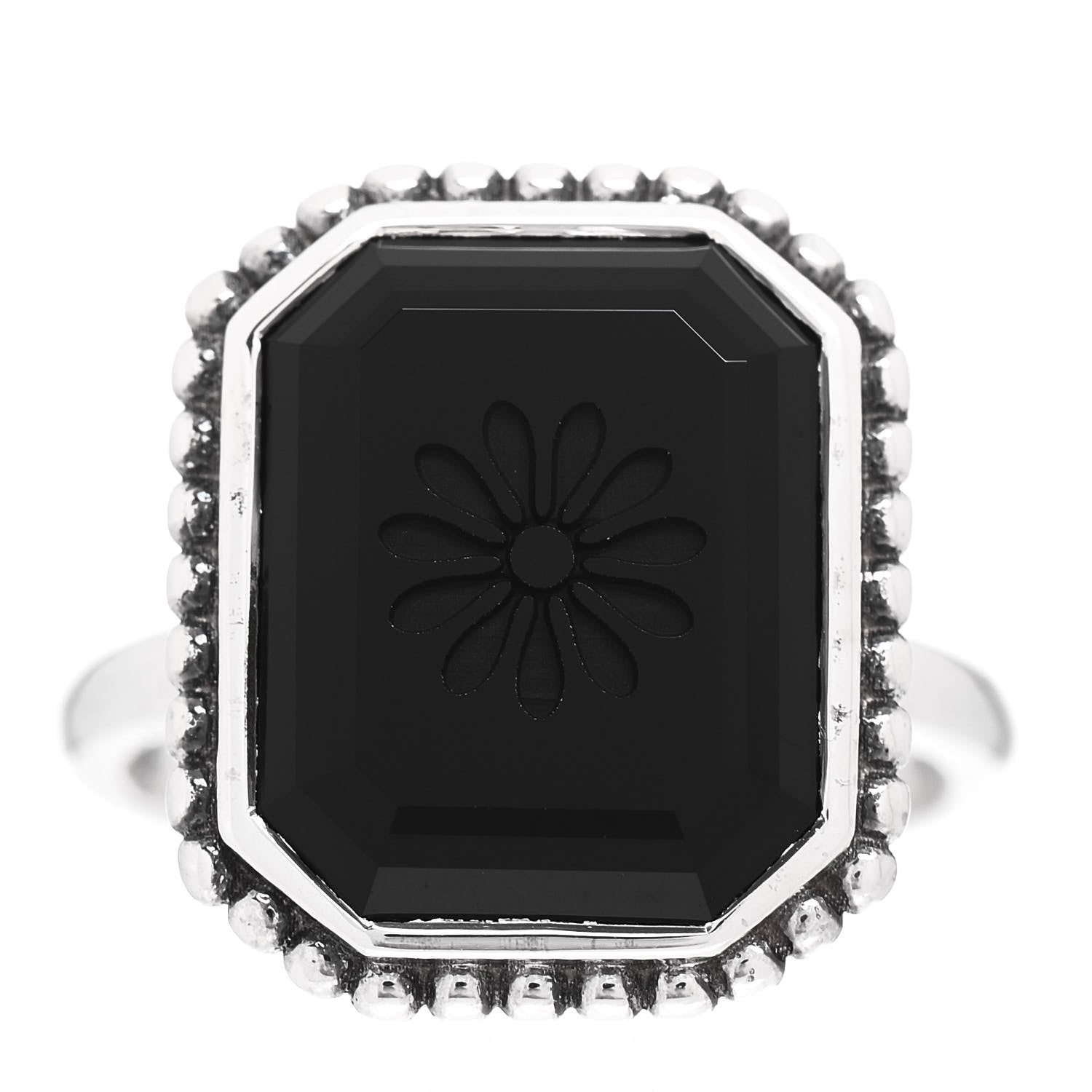 Tiffany Sterling Silver Black Onyx Ziegfeld Daisy Ring 55 7.25 1 of 5