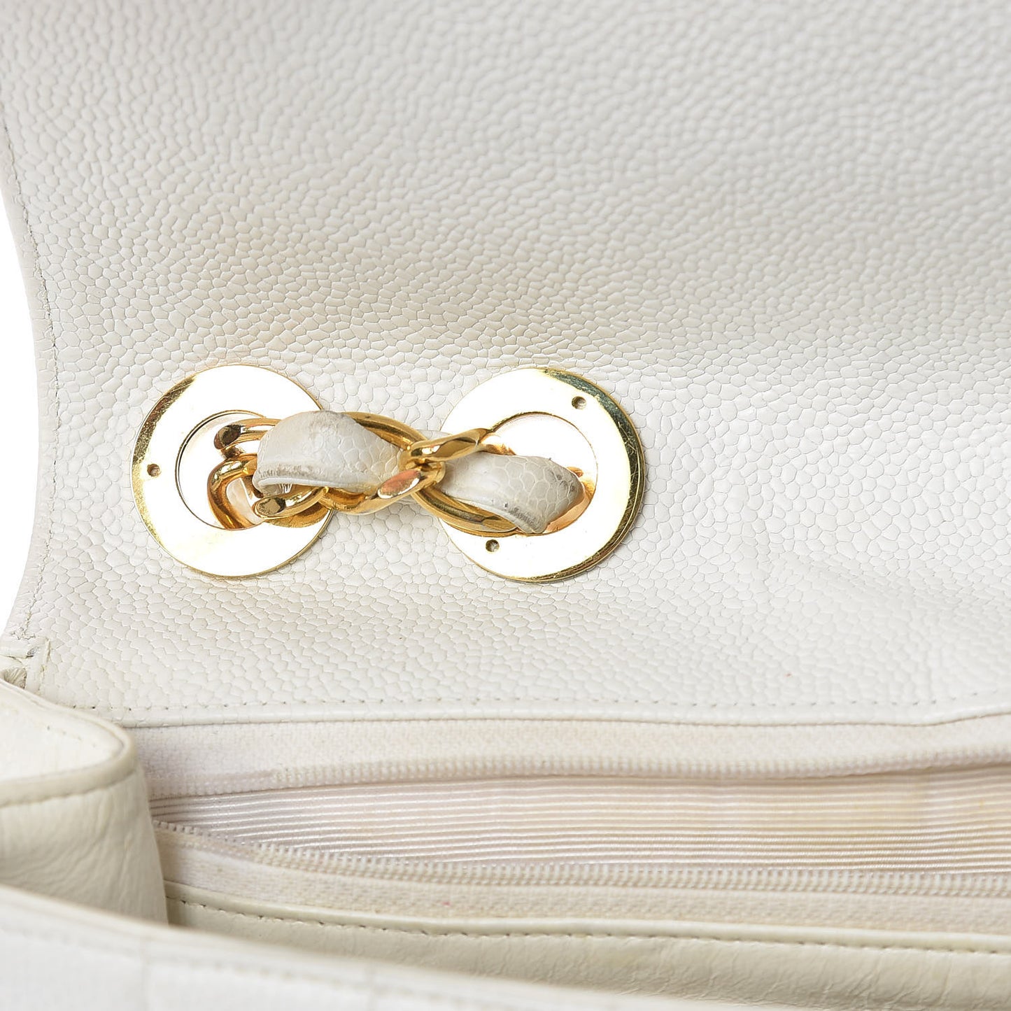 Caviar Vertical Quilted Jumbo Single Flap White