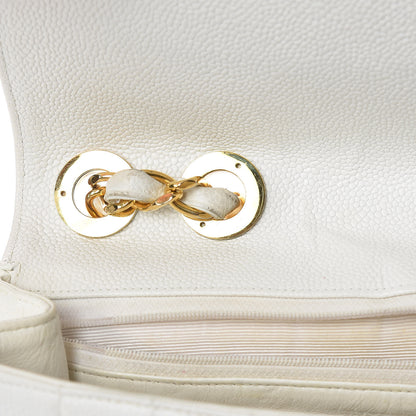 Chanel Caviar Vertical Quilted Jumbo Single Flap White 11 of 22