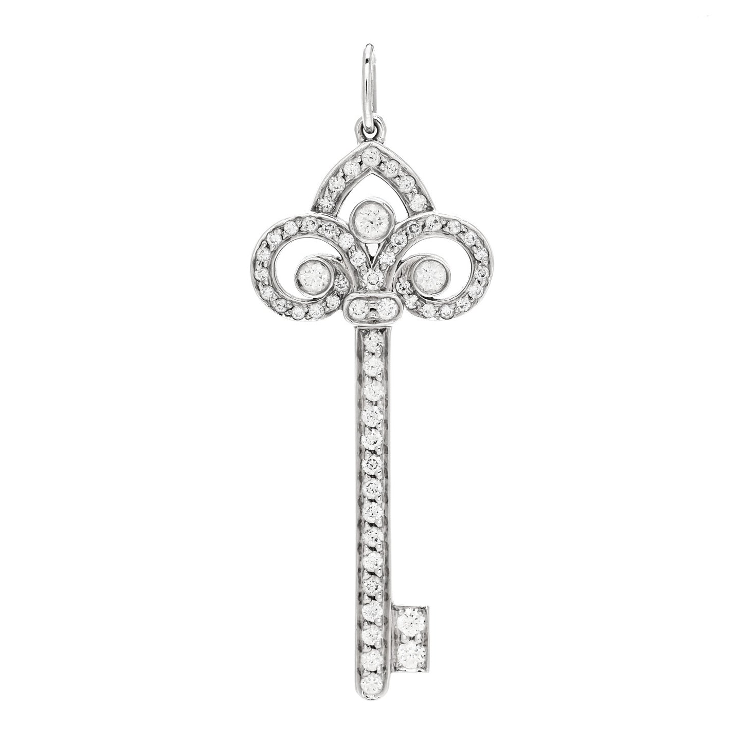 Platinum Diamond .41ct Fleur De Lis Key Pendant