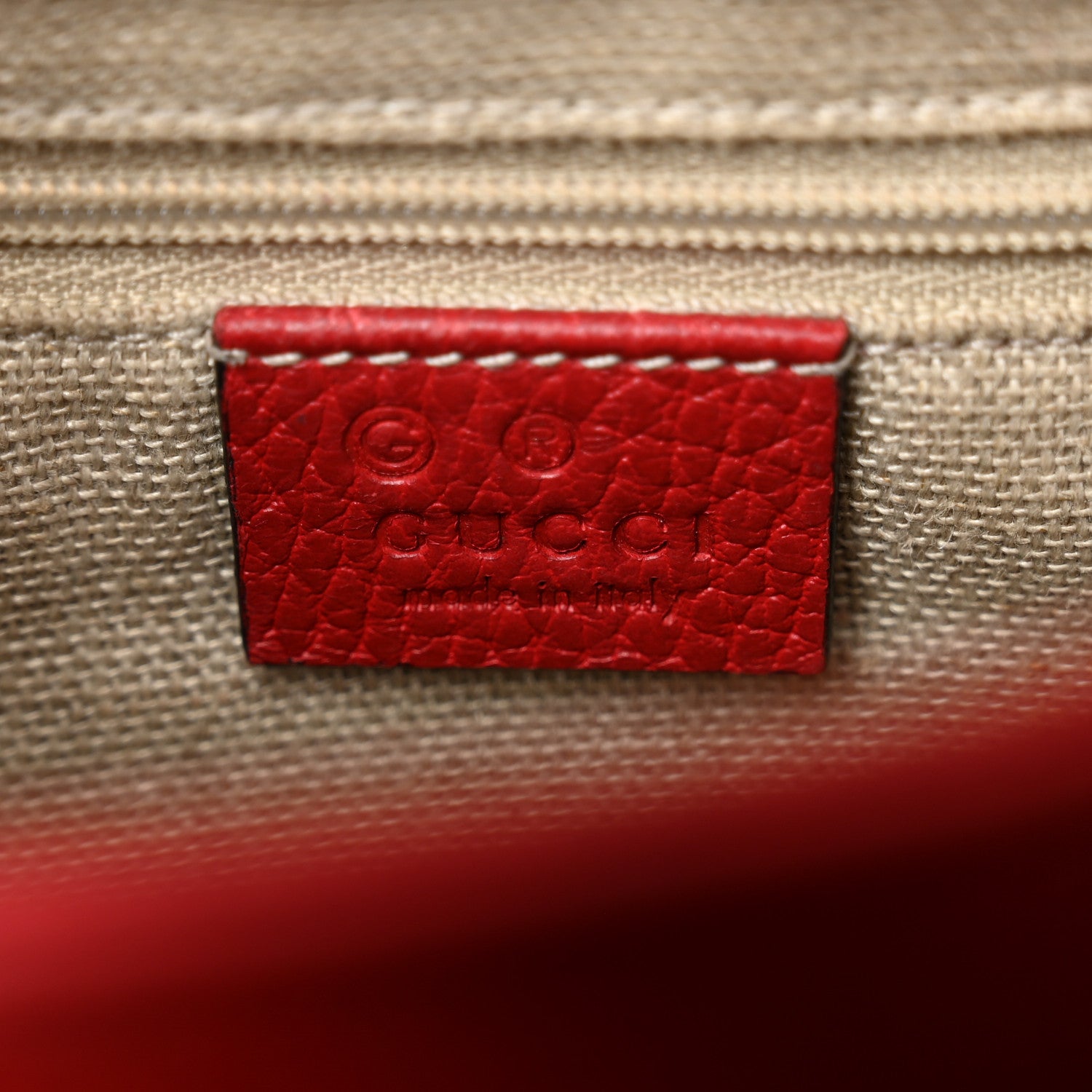 Gucci Dollar Calfskin Interlocking G Top Handle Shoulder Bag Red