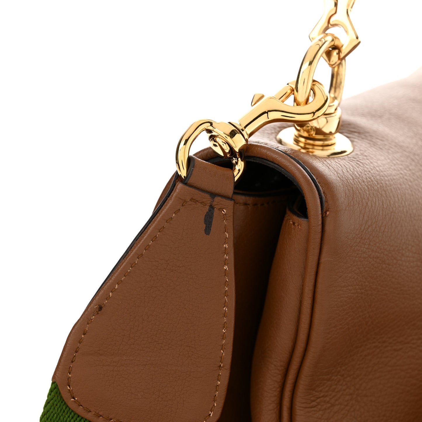Roxy Calfskin Web Medium Blondie Shoulder Flap Bag Cuir