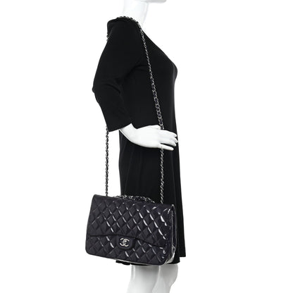 Chanel Patent Quilted Jumbo Single Flap Dark Purple 2 of 12