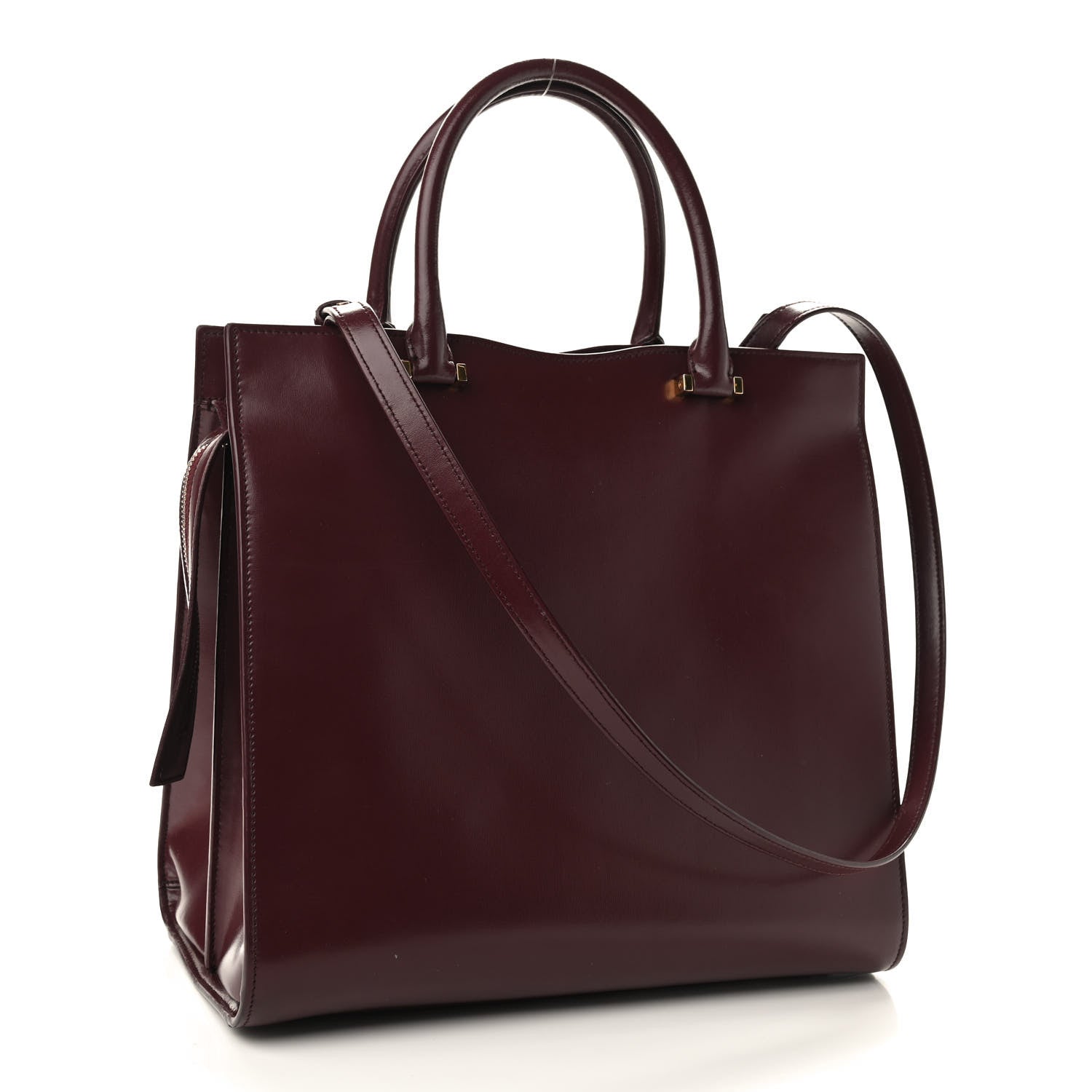 Saint Laurent Shiny Calfskin Large Uptown Tote Burgundy 3 of 14